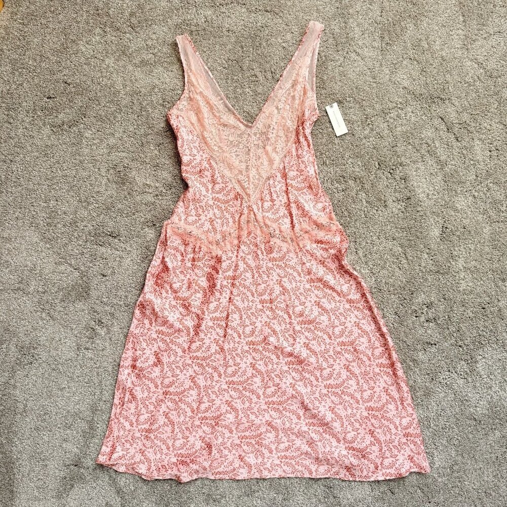 Anthropologie Pink Lace-Trim Maxi Dress